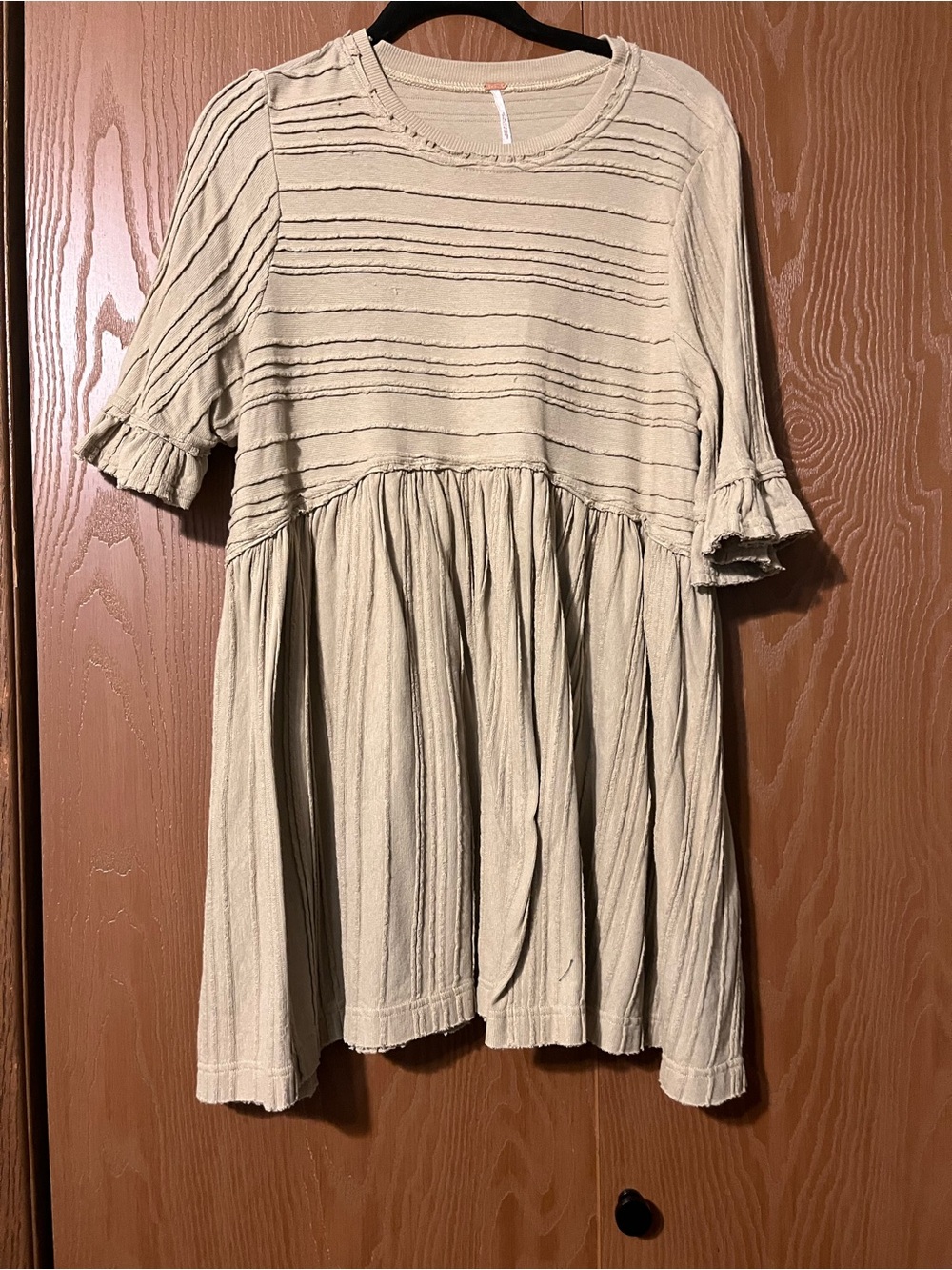 Free People Cream Textured Tiered Babydoll top